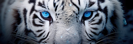 Blue eyes of a white tiger close upの素材