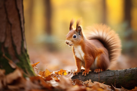 Red Squirrel in the autumn forestの素材