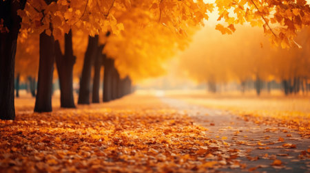 Beautiful autumn landscape with colorful foliage in the parkの素材
