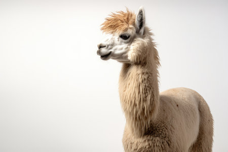 Lama in full growth stands on a white backgroundの素材