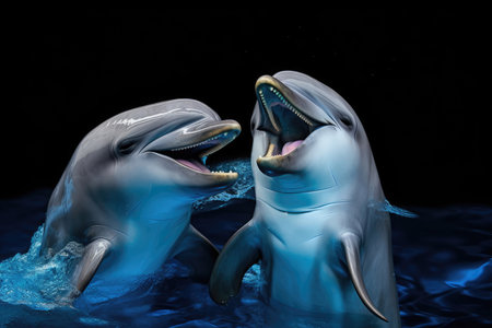 A pair of dolphins in love close upの素材