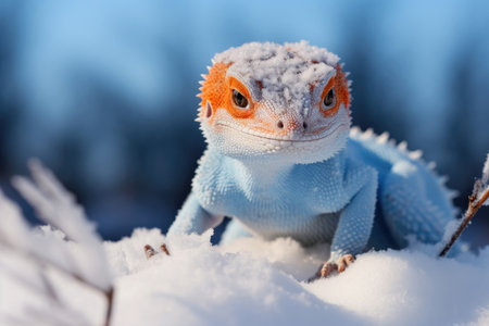 Arctic lizard in the snowの素材