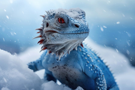 Arctic lizard in the snowの素材