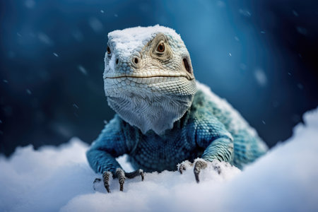 Arctic lizard in the snowの素材