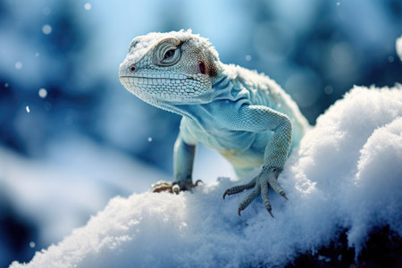 Arctic lizard in the snowの素材