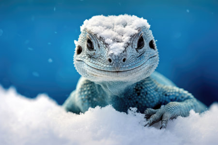 Arctic lizard in the snowの素材