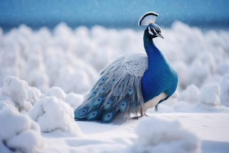 Arctic beautiful peacock on the snowの素材