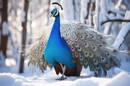 Arctic beautiful peacock on the snowの素材