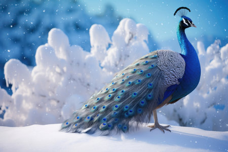 Arctic beautiful peacock on the snowの素材