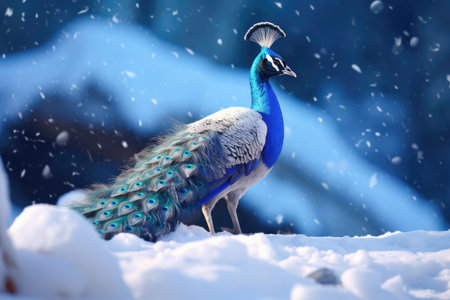 Arctic beautiful peacock on the snowの素材