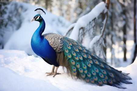 Arctic beautiful peacock on the snowの素材
