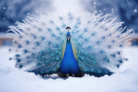 Arctic beautiful peacock on the snowの素材