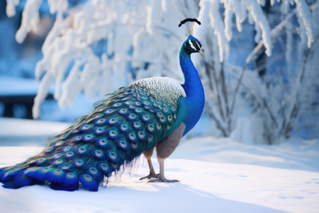 Arctic beautiful peacock on the snowの素材