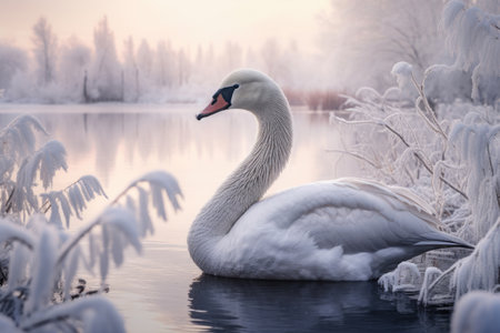 Arctic swan in the winterの素材