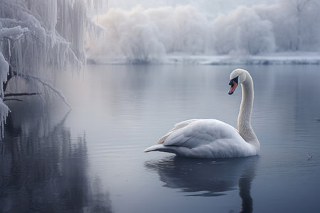 Arctic swan in the winterの素材