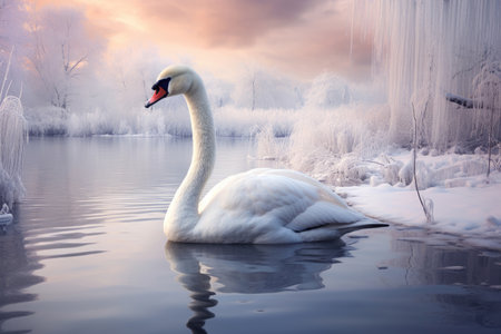 Arctic swan in the winterの素材