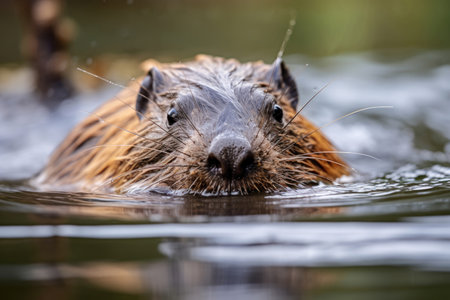 Beaver in the water close-upの素材