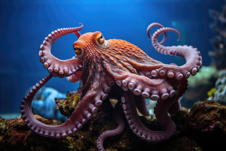 Octopus in an aquarium with long tentaclesの素材