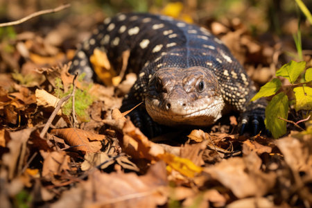 Wild shingleback lizard in the forestの素材