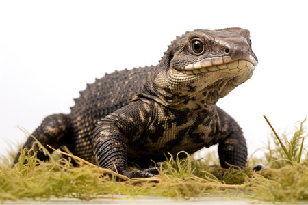 Wild shingleback lizard on a white backgroundの素材
