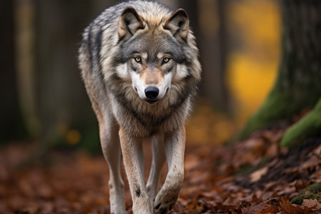 Gray wolf in the wildの素材
