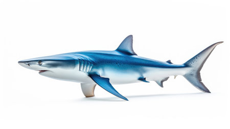 Blue shark (Prionace glauca) on white backgroundの素材