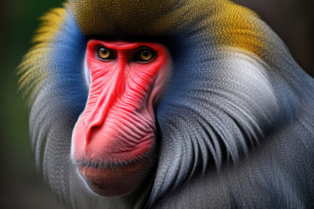 Mandrill (Mandrillus sphinx) monkey faceの素材