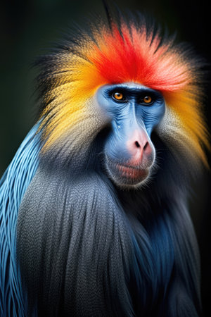 Mandrill (Mandrillus sphinx) monkey in the wildの素材