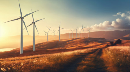 Wind turbines in the countrysideの素材