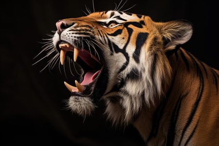 Sumatran tiger with open mouthの素材