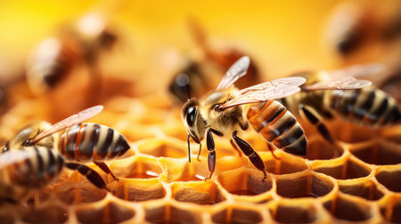 Bees on honeycombsの素材