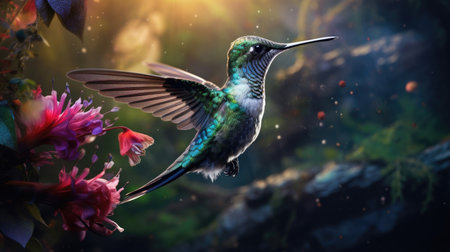 Broad Billed Hummingbird in the wildの素材