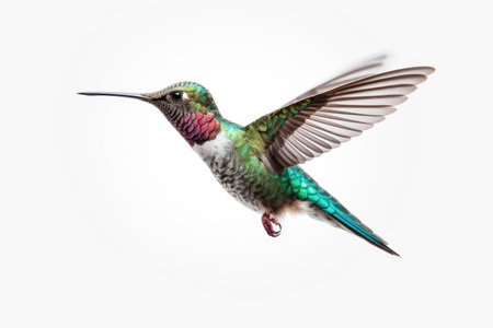 Broad Billed Hummingbird on a white backgroundの素材