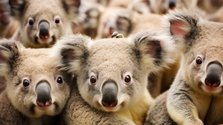 A group of funny koalas close-upの素材