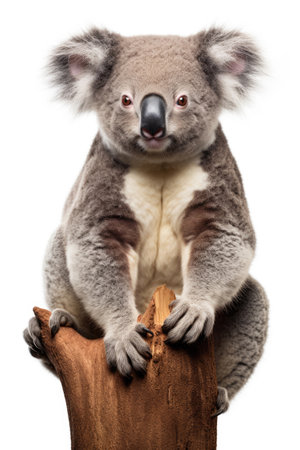 Funny koala isolated on a white backgroundの素材