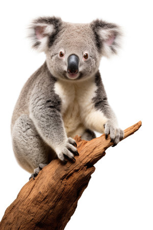Funny koala isolated on a white backgroundの素材