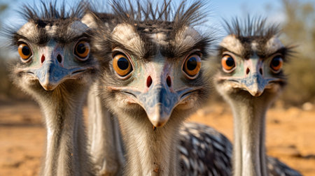 Group of Emu birds in the wildの素材