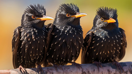 Group of Cape Glossy Starlings closeupの素材