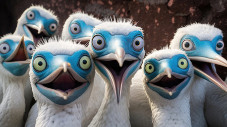 Group of Blue footed booby close upの素材