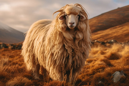 Long-haired sheep in the wildの素材