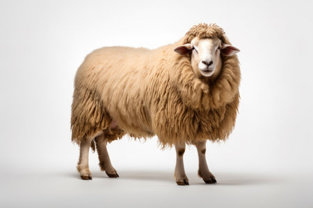 Long-haired sheep isolated on a white backgroundの素材