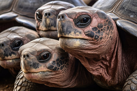 Group of Galapagos Giant Tortoises close upの素材