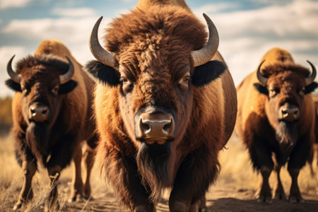 American bisons in the wildの素材