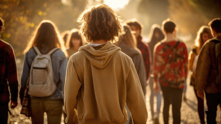 Young walking people outsideの素材