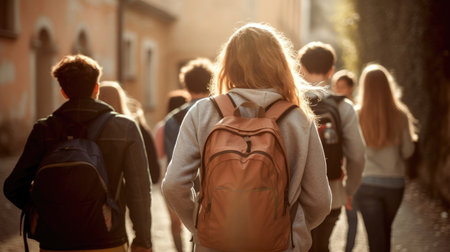 Young walking people outsideの素材