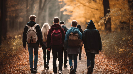 Young walking people outsideの素材