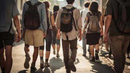 Young walking people outsideの素材