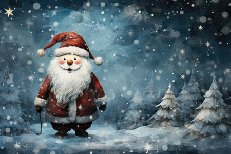 Christmas card illustration with Santa Clausの素材