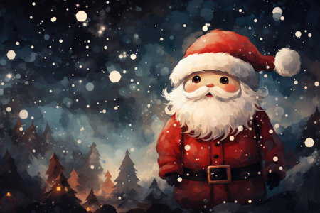 Christmas card illustration with Santa Clausの素材