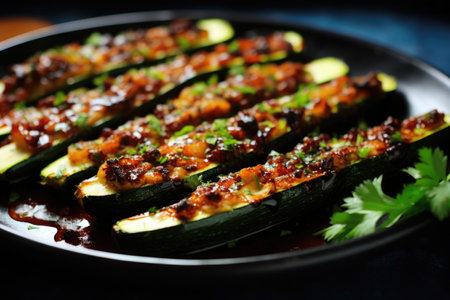 Stuffed zucchini close-upの素材